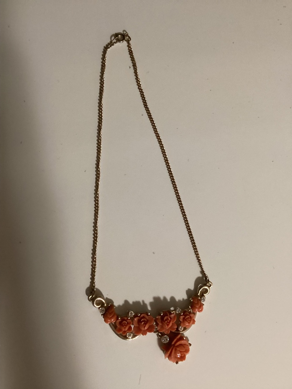 Vintage Coral Rose Necklace